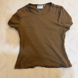 Brown Ribbed Baby Tee